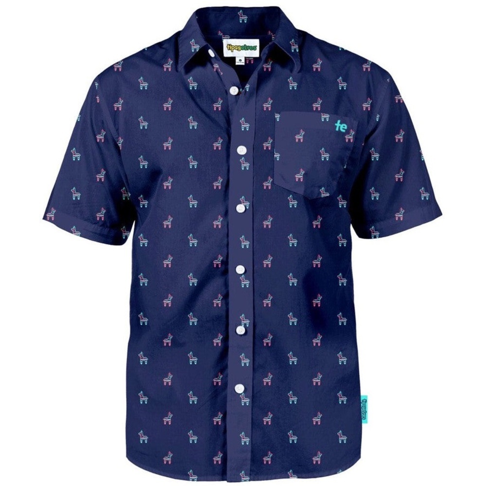 Tipsy Elves Neon Pinata Hawaiian Shirt - Size M - Navy Blue - NWOT - Picture 12 of 12